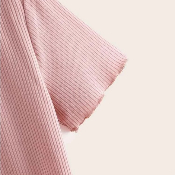 Button up V-neck Ribbed Tee - Picture 3 of 4